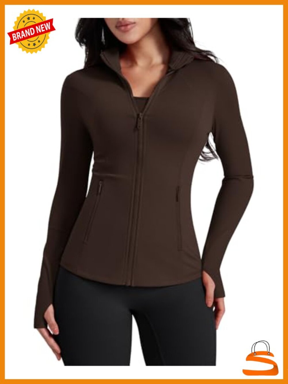 AVGO Women's Lightweight Zip Up Running Gym Jacket with Thumb Holes